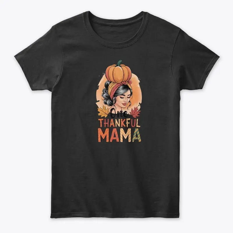 Groovy Thankful Mama Messy Bun Fall Tee