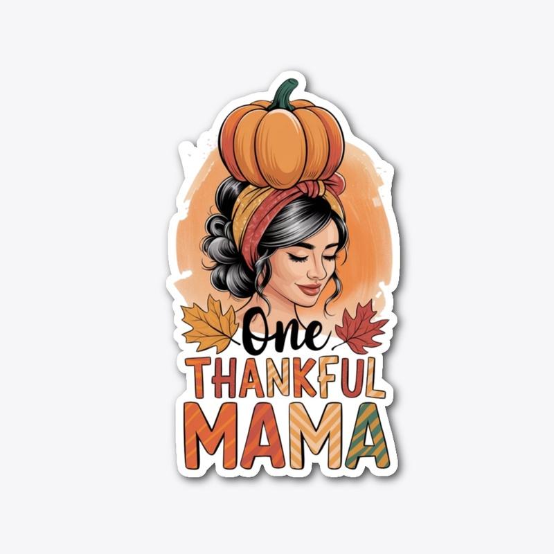 Groovy Thankful Mama Messy Bun Fall Tee